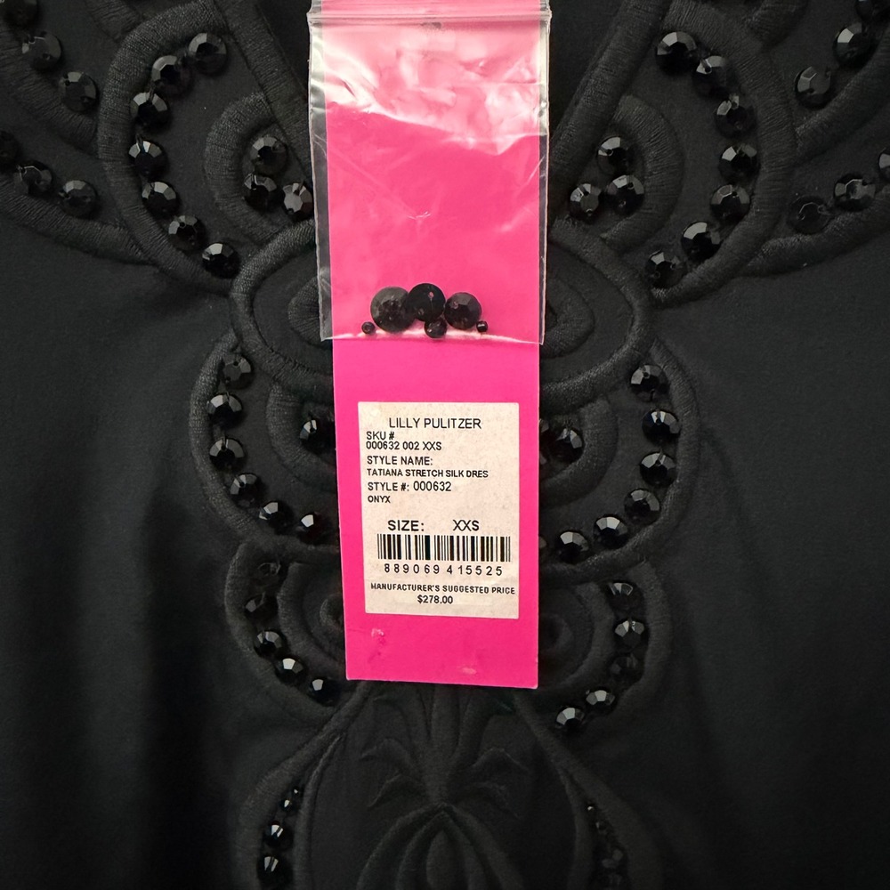 Lilly Pulitzer Tatiana Stretch Silk Dress Onyx Black NWT LBD XXS 000632 - Picture 5 of 9